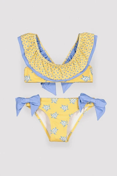 YSABEL MORA Bikini da bambina con volant e fiocchi, stampa tartaruga 95150