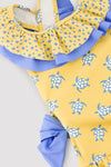 YSABEL MORA Costume da bagno per bambina con volant e fiocchi, stampa tartaruga 95137