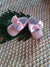 Scarpina ballerina in pelle rosa con fiocco lavorata