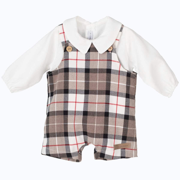 CALAMARO SALOPETTE TARTAN BEIGE +CAMICIA BIANCA