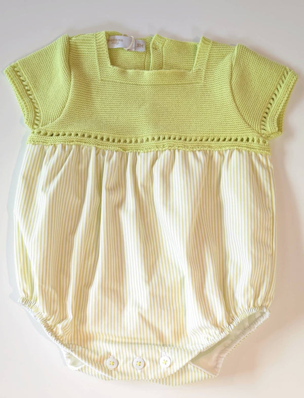 PECESA PAGLIACCETTO FILO 100%COTONE +FANTASIA RIGHE BIANCO PISTACCHIO
