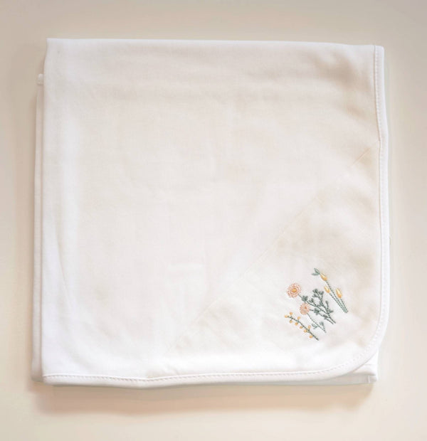 BABYGI QUADRATO JERSEY/LINO 67X67CM BIANCO CON FIORI RIAMATI LN11G
