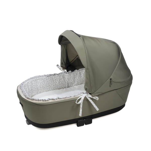 PASITO A PASITO COPERTURA NAVICELLA CON ASTE + LENZUOLO CON ANGOLI PER NAVICELLA LITTLE BLOOM FIORI GRIGIO