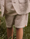 LIL ATELIER PANTALONE BERMUDA A RIGHE BIANCO BEIGE