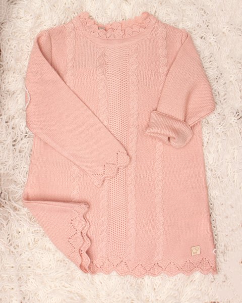 MAGLIFICIO DI VERONA ABITO A CAMPANA IN PURA LANA MERINO ROSA