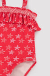YSABEL MORA COSTUME Costume da bagno da bambina con volant stampato a stelle marine 95141