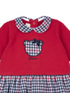 CHICCO ABITO ROSSO IN FELPA CON ORSETTO E GONNELLINA (FANTASIA PIED DE POULE)