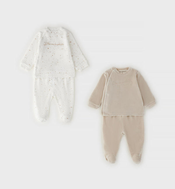 MINIBANDA 2 COMPLETI IN CINIGLIA BEIGE /PANNA