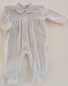 BABYGI TUTINA CINIGLIA GRIGIO PERLA E PUNTO SMOCK BIANCO/AZZURRO