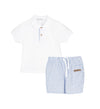 CALAMARO 11317 COMPLETO POLO M/C +PANTALONCINO A RIGHE AZZURRO E BIANCO