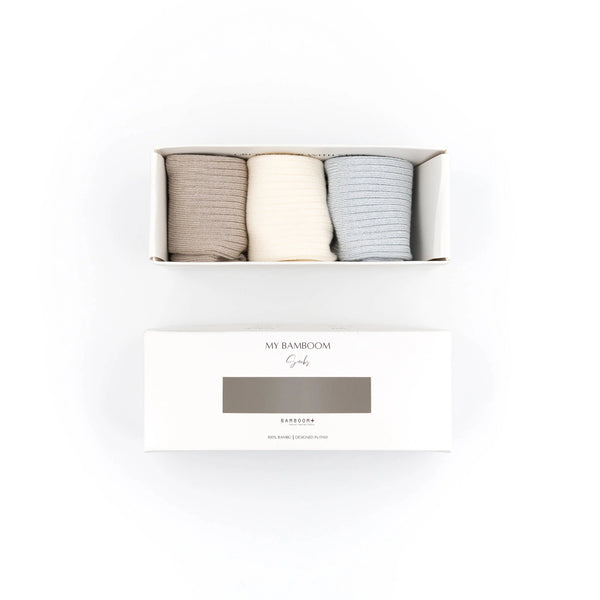 BAMBOOM 3PC in GIFT BOX Calze a Coste - Azzurro 03