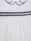 PATACHOU ABITO BIANCO CON PUNTO SMOCK E RICAMI BLU