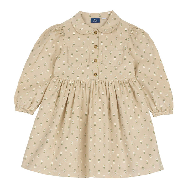 CHICCO ABITO VELLUTO A COSTE BEIGE CON FIORI 102672