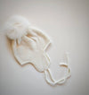 JO MILANO CAPPELLO CON ORECCHIE E POM POM VOLPE PANNA