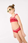YSABEL MORA Bikini da bambina con dettagli a balze e motivo a nido d'ape di stelle marine 95155