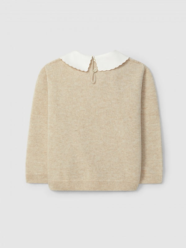 LARANJINHA MAGLIA BEIGE CON COLLETTO IN TESSUTO I5766