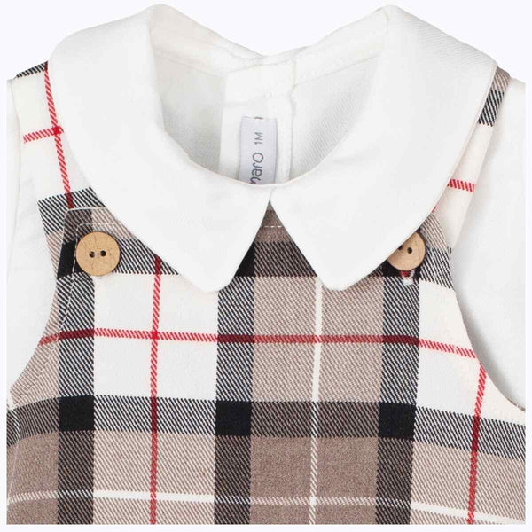 CALAMARO SALOPETTE TARTAN BEIGE +CAMICIA BIANCA