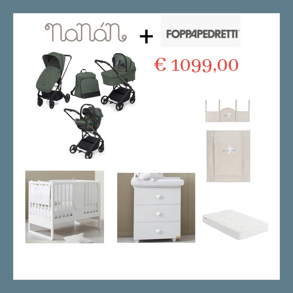 SET CAMERETTA NANAN DADINI + FOPPAPEDRETTI TRIO MODULARE TIC TOC OLIVE