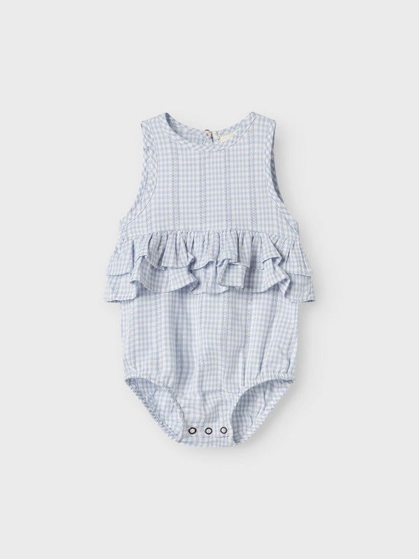 LIL ATELIER PAGLIACCETTO CON VOLANT AZZURRO