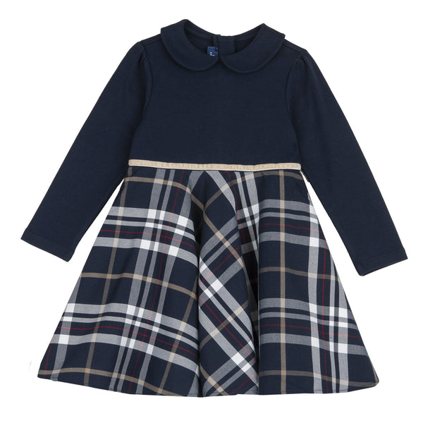 CHICCO ABITO MANICHE LUNGHE TARTAN BLU
