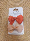 SIENA 2 PINZE CON FIOCCHI GROS GRAIN CORALLO/SALMONE