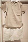 LE BEBè COMPLETO MAGLIA BEIGE+ BERMUDA BIANCO