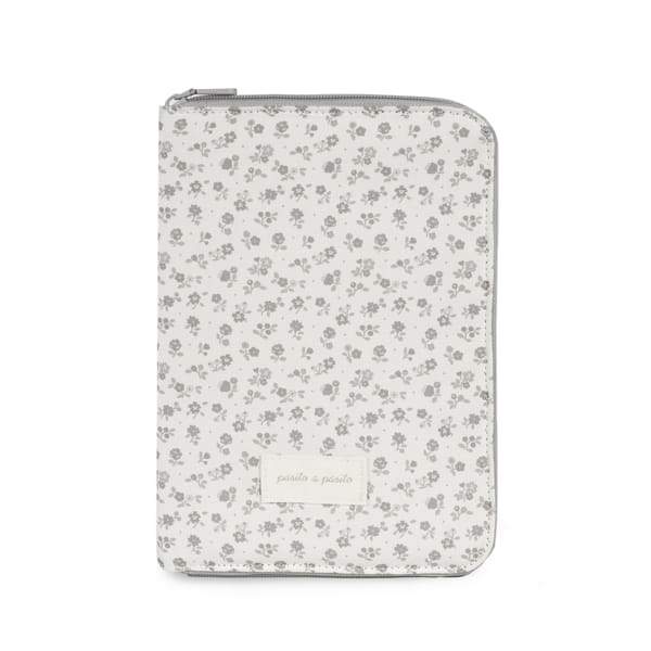 PASITO A PASITO PORTADOCUMENTI LITTLE BLOOM FLOWERS GREY