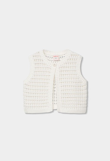 BOBOLI GILET BIMBA COTONE BIANCO+TOP BIANCO