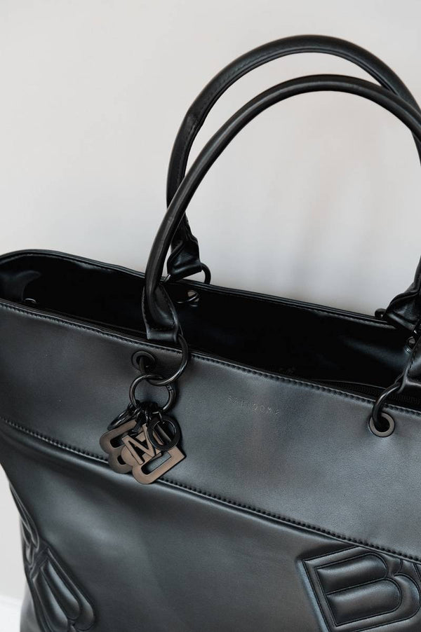 BAMBOOM Tote Bag in recycled Eco-Leather - Shoulder strap - zip closure + extra snap hook closure - 35 x 53 x 25cm