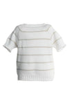 BAMBOOM MAGLIA A RIGHE MANICHE CORTE WARM WHITE