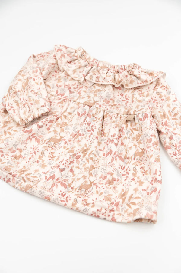 BAMBOOM Vestito Ampio con colletto volant - PRINT AUTUMN FOREST 342