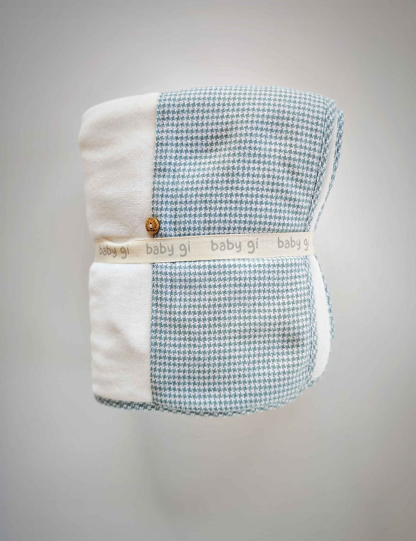 BABYGI COPERTA CINIGLIA PANNA CON FASCIA "PIED DE POULE" VERDE