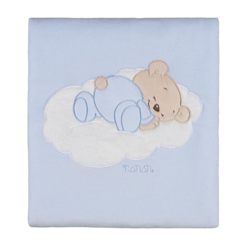 NANAN COPERTA CINIGLIA AZZURRA NUVOLETTA ORSETTO