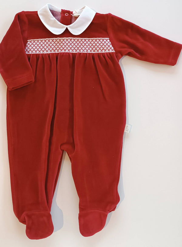 BABYGI TUTINA CINIGLIA ROSSA E PUNTO SMOCK
