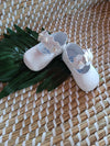 INDICE Scarpina ballerina in pelle bianca con fiorellini