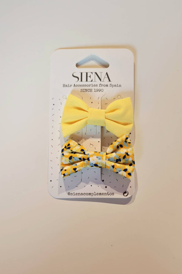 SIENA 2 PINZE CON FIOCCHI TESSUTO TINTA UNITA E FANTASIA GIALLO
