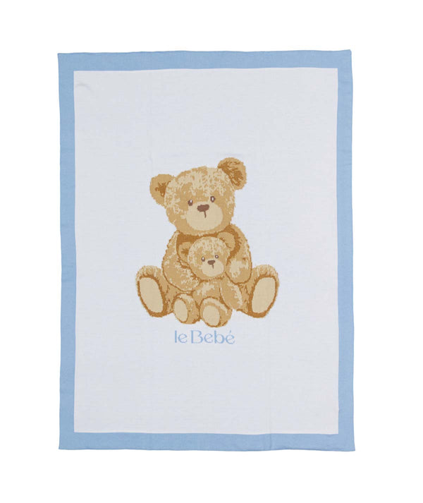 LE BEBè LBB5316 COPERTA FILO ORSETTI BIANCO AZZURRA