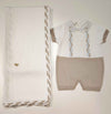 MARLù EK61 SET NASCITA PAGLIACCETTO 0-3MESI +COPERTA FILO BIANCO/NOCE/CIELO