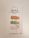 SIENA CONFEZIONE TRE MINI MOLLETTE A FORMA DI FIORE SALMONE ,SALVIA ,PANNA 4CM
