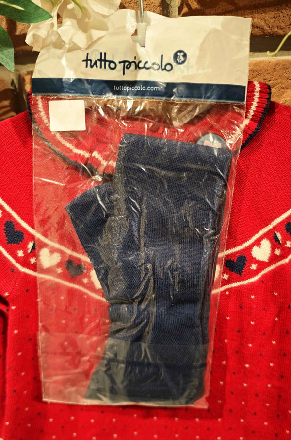 TUTTO PICCOLO ABITO TRICOT ROSSO+CALZAMAGLIA BLU