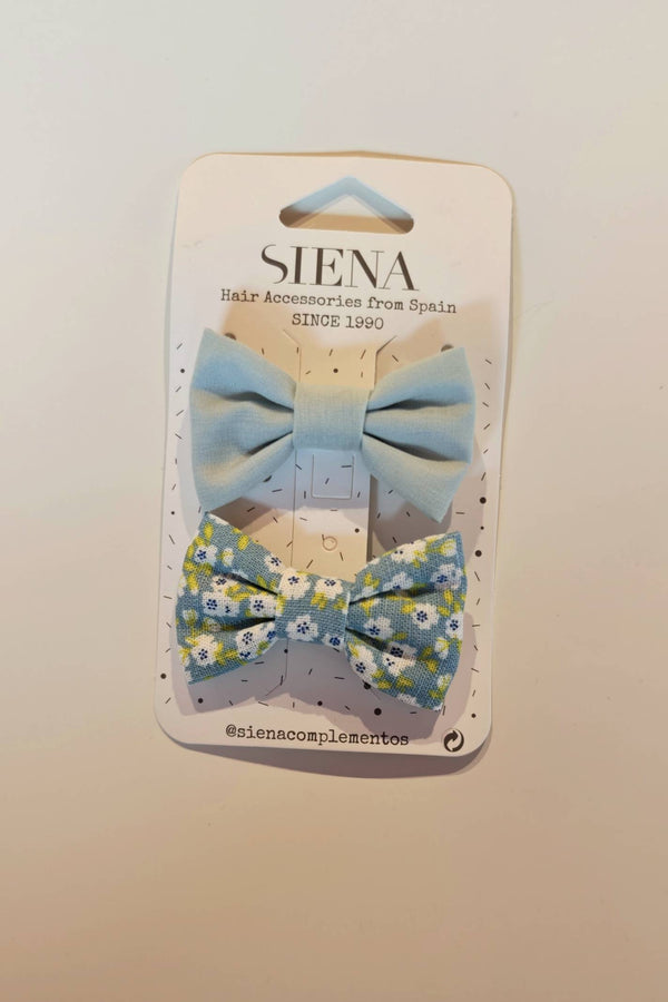 SIENA 2 PINZE CON FIOCCHI TESSUTO TINTA UNITA E FANTASIA SALVIA