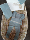 Paz Rodriguez set nascita cotone e cashmere coprifasce+ghettina+cappello+coperta azzurro polvere