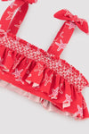 YSABEL MORA Bikini da bambina con dettagli a balze e motivo a nido d'ape di stelle marine 95155