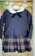 JO MILANO COMPLETO MAGLIA BLU CON COLLETTO + GONNA A PIEGHE SCOZZESE