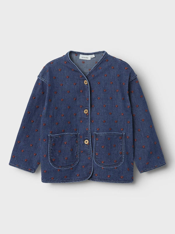 LIL ATELIER GIACCA JEANS CON RICAMO CUORICINI