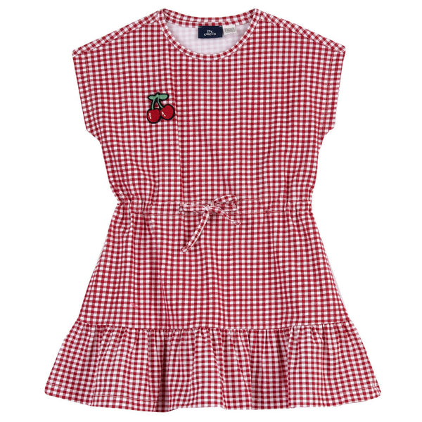 CHICCO ABITO MANICHE CORTE VICHY ROSSO E BIANCO