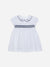 PATACHOU ABITO BIANCO CON PUNTO SMOCK E RICAMI BLU