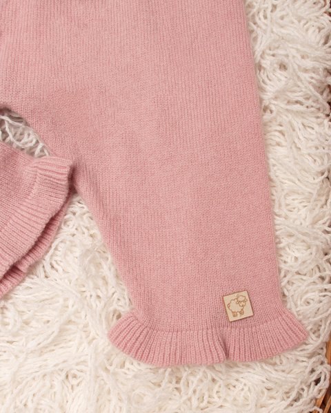 MAGLIFICIO DI VERONA PANTALONE IN LANA CON ROUCHES ROSA