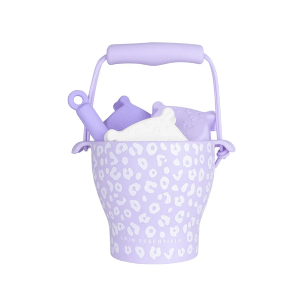 SWIMESSENTIAL SET DA SPIAGGIA IN SILICONE LEOPARDO LILLA