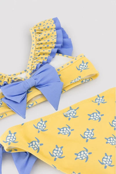 YSABEL MORA Bikini da bambina con volant e fiocchi, stampa tartaruga 95150